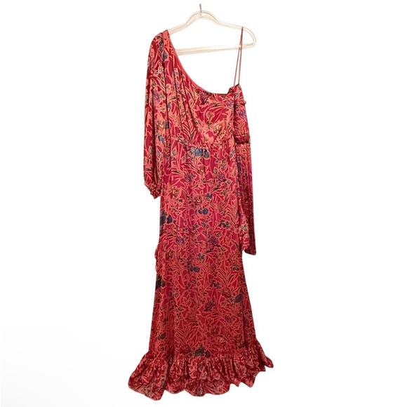 NEW Alexis Marseille One Shoulder High Low Red Floral Asymmetrical Dress Size XL - Picture 8 of 15